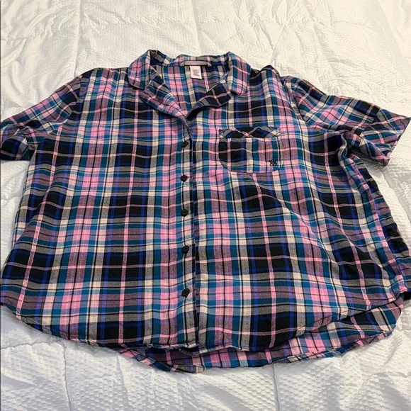 Victoria's Secret Pink and Blue Plaid Pajama Set. Size M - Picture 3 of 7
